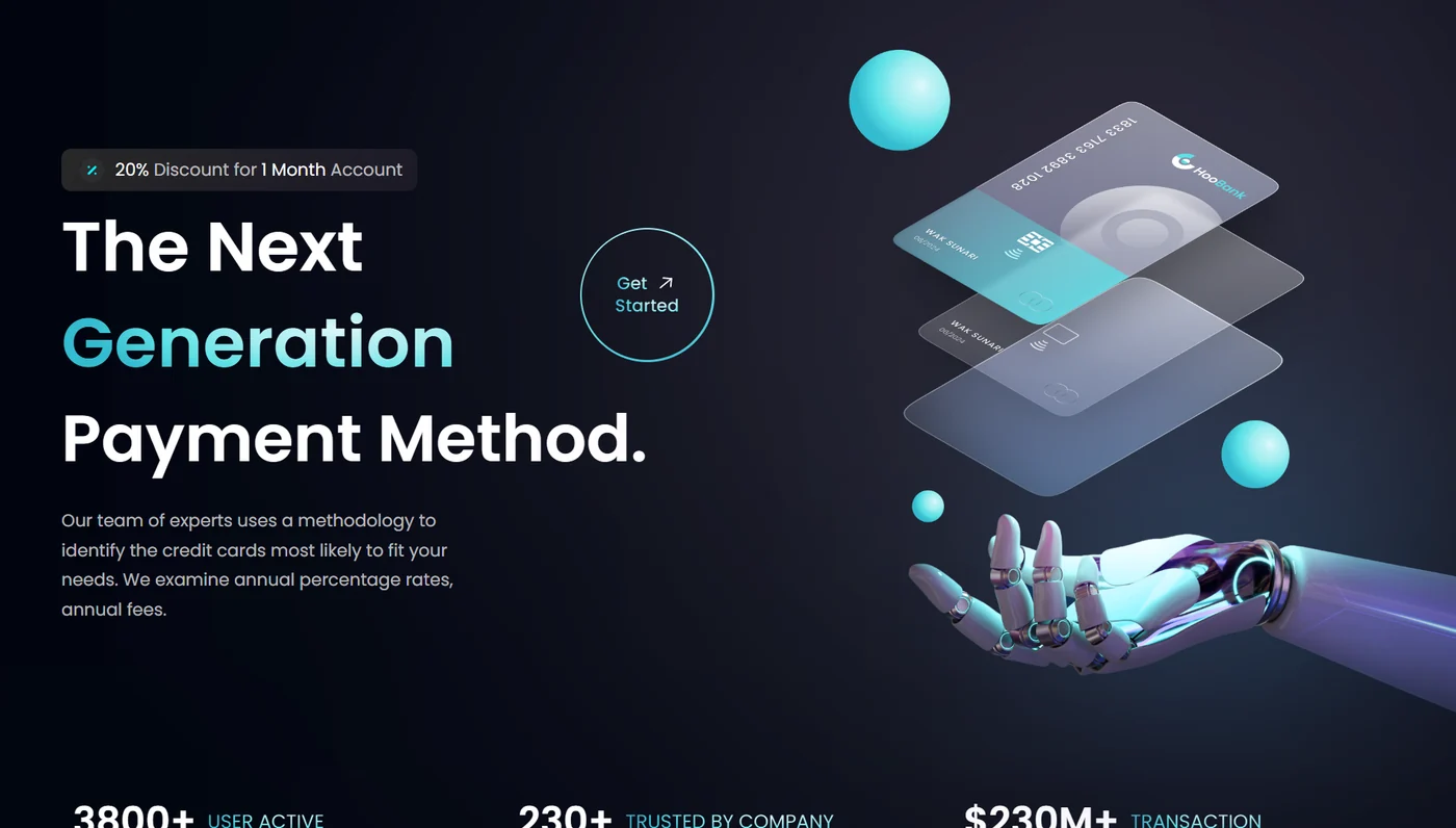 Screenshot der Fintech Payment Landingpage